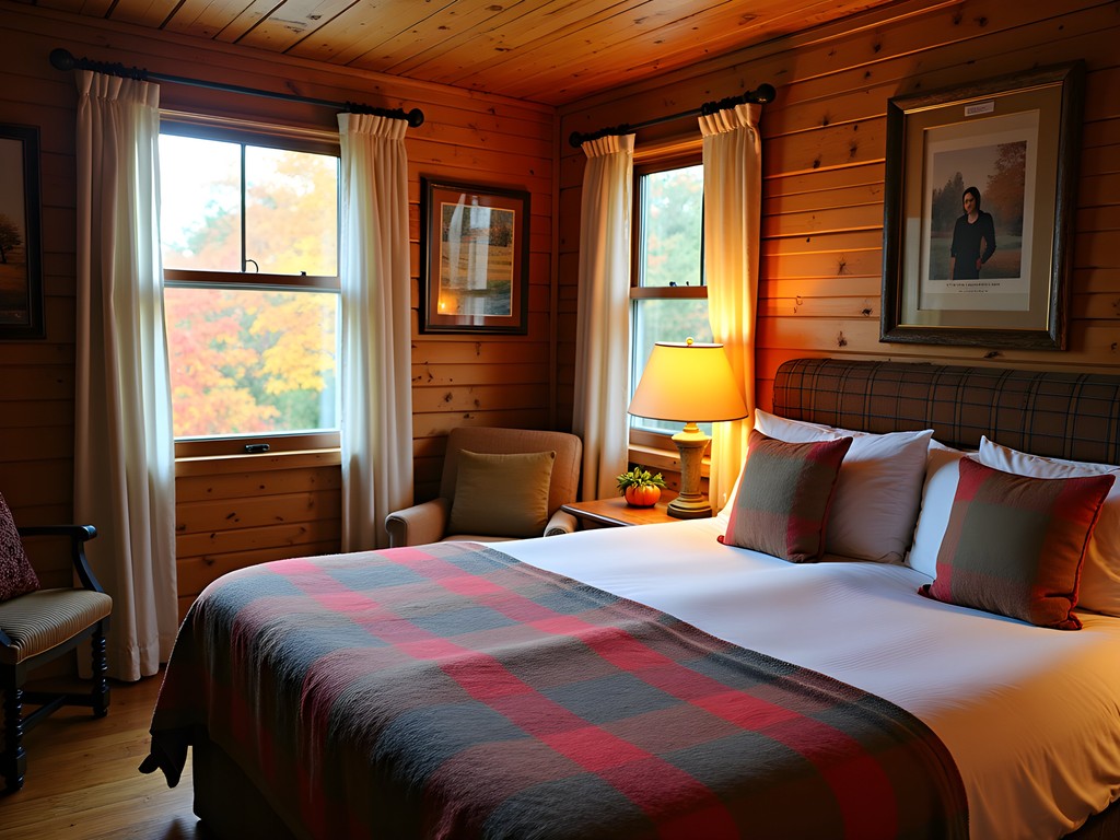 Cozy budget-friendly accommodation in Essex Vermont with autumn decorations