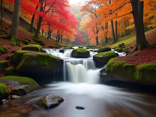 Indian Brook Falls in Essex Vermont surrounded by fall foliage