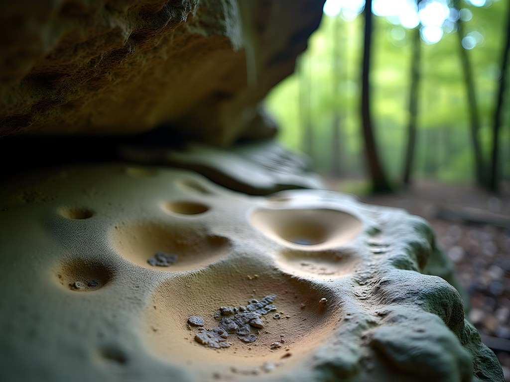 Exposed limestone formations containing 450-million-year-old fossils at Florence Nature Park