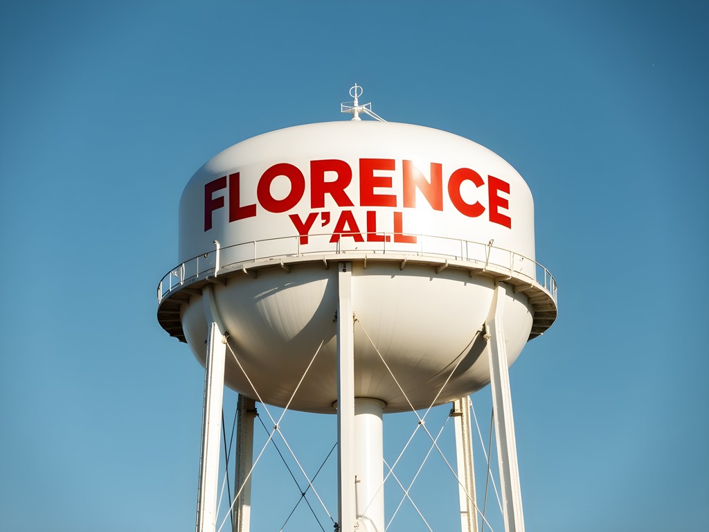 The iconic Florence Y'all water tower landmark in Florence, Kentucky
