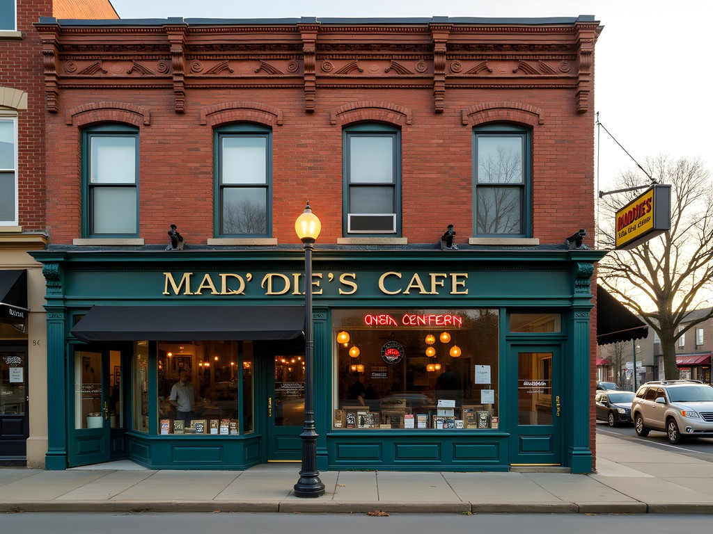 Historic 1892 building housing Maddie's Cafe in Florence, Kentucky