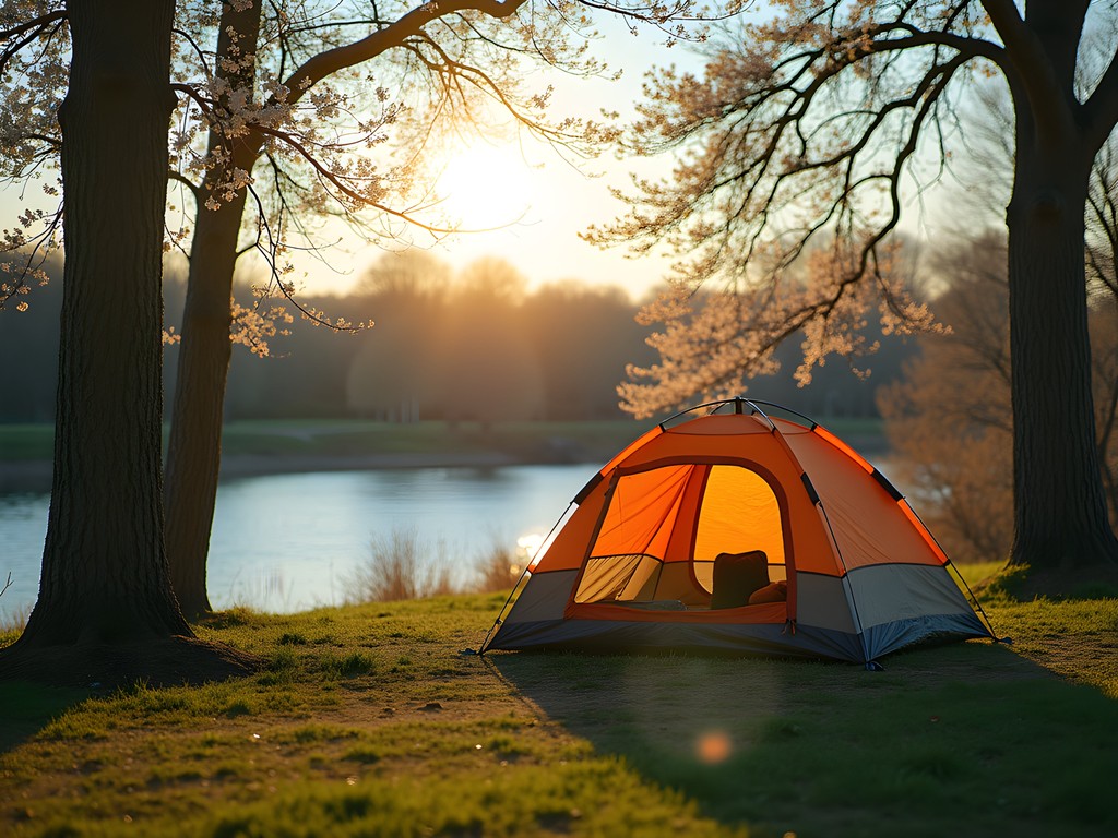 Tent camping along Arkansas River in Fort Smith Park