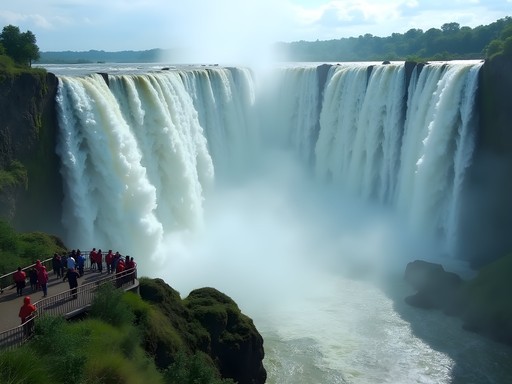 Devil's Throat waterfall on the Argentine side of Iguazu with massive water spray