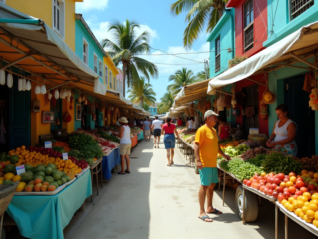 Local food market in George Town with fresh Caribbean produce