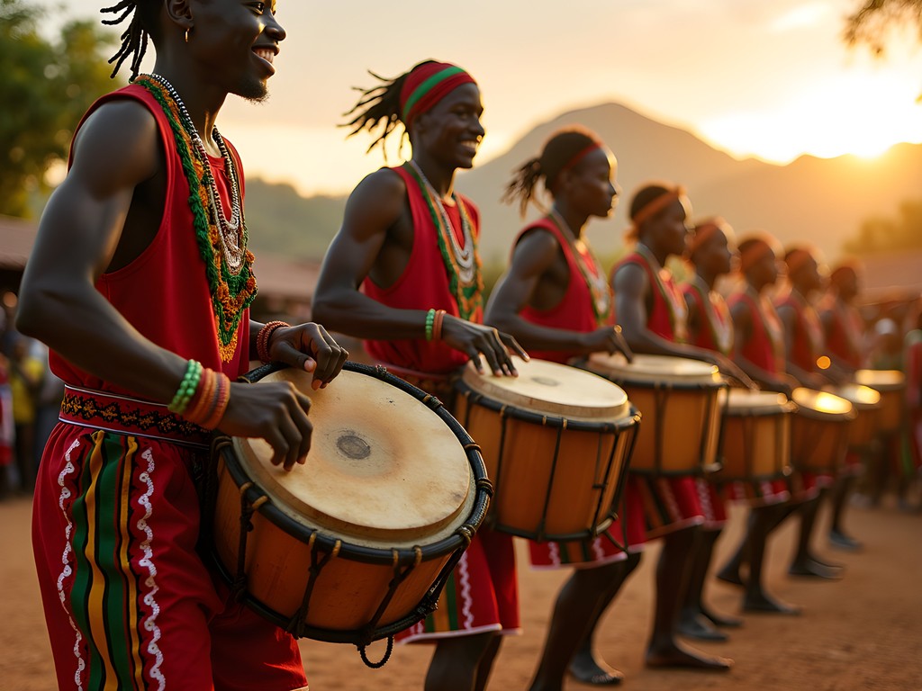 Traditional drummers performing at Gishora Drum Sanctuary near Gitega, Burundi