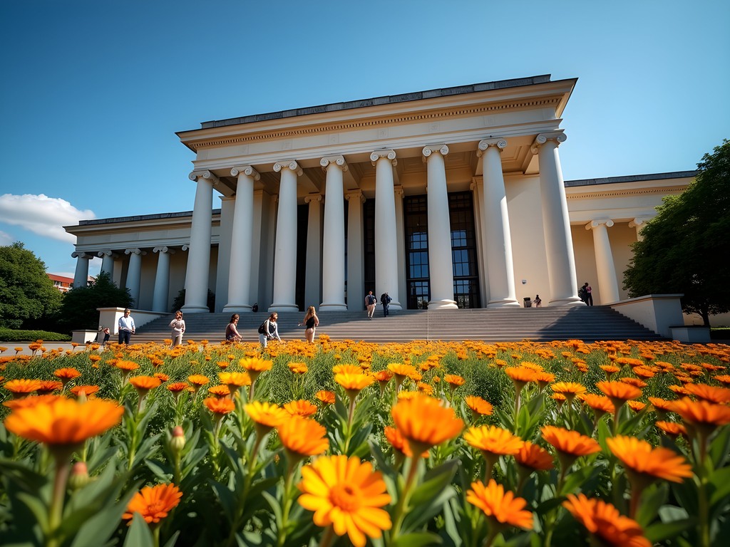 Gothenburg Museum of Art with summer flowers in foreground