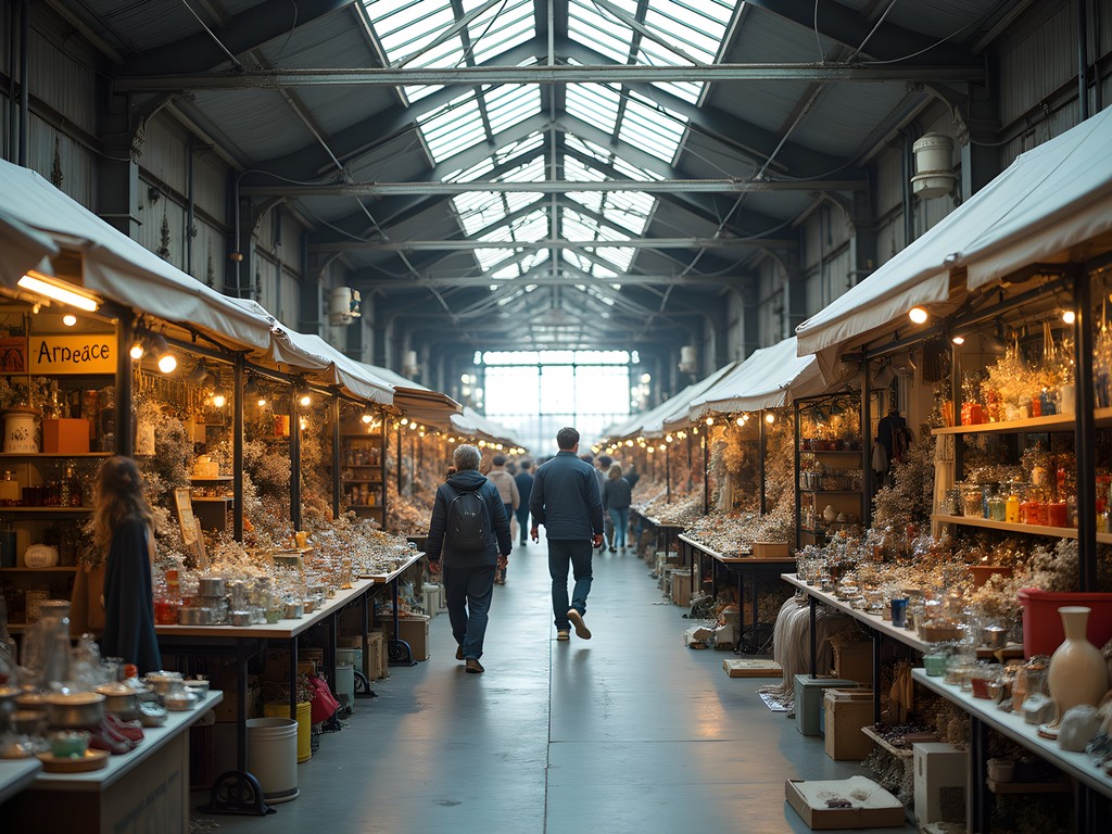 Colorful stalls at Kommersen Secondhand Market in Gothenburg