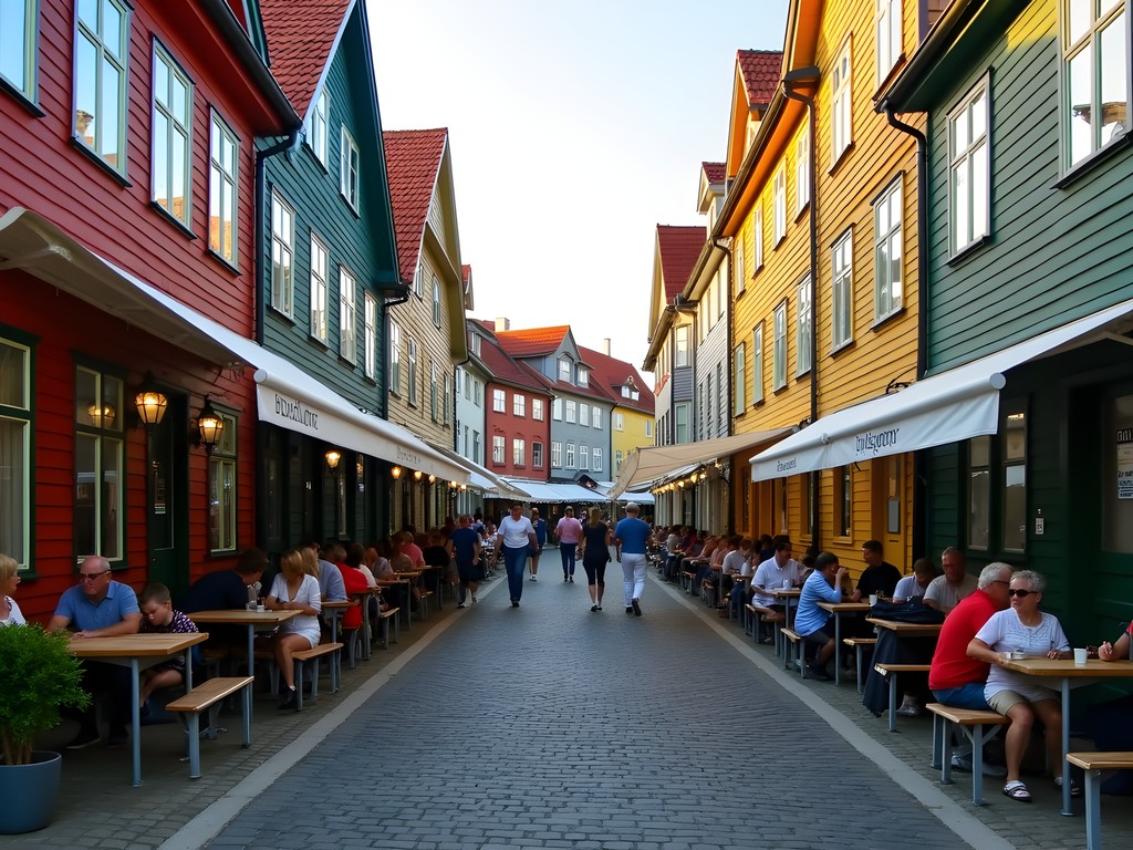 Historic wooden houses and cobblestone streets in Haga district, Gothenburg