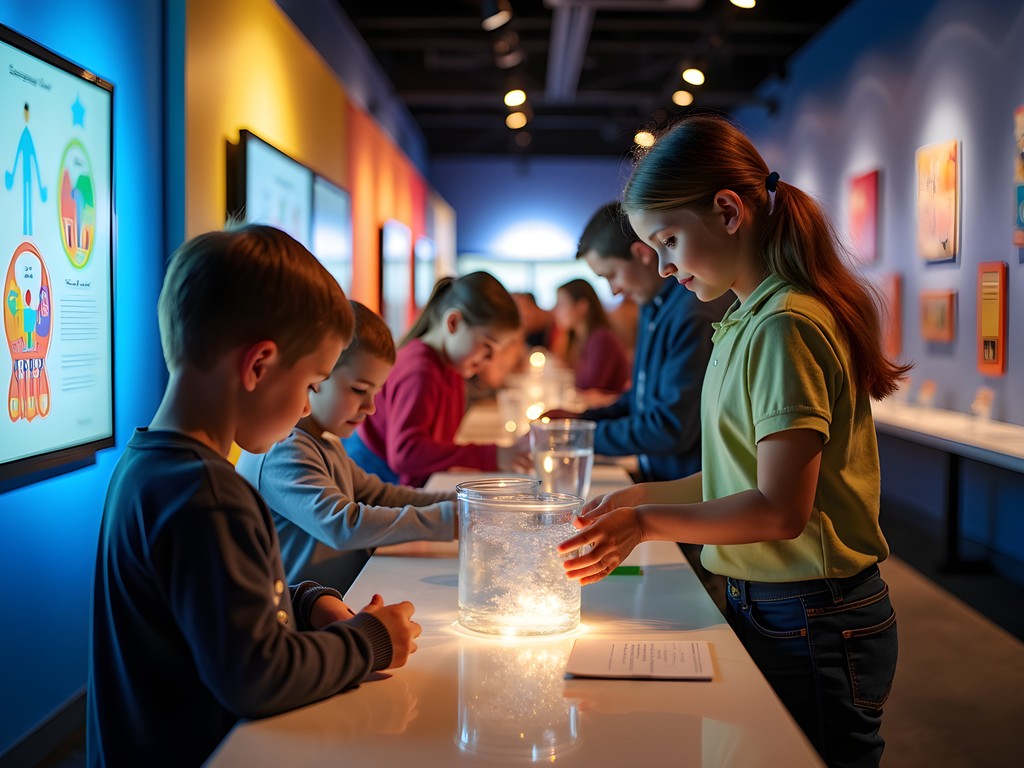 Family exploring interactive science exhibits at Whitaker Center in Harrisburg
