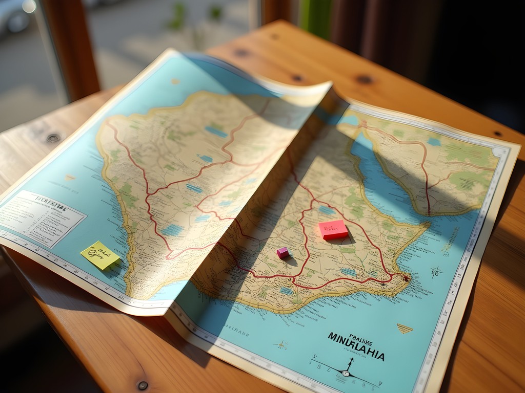 Hand-marked map of Kalahari budget safari route