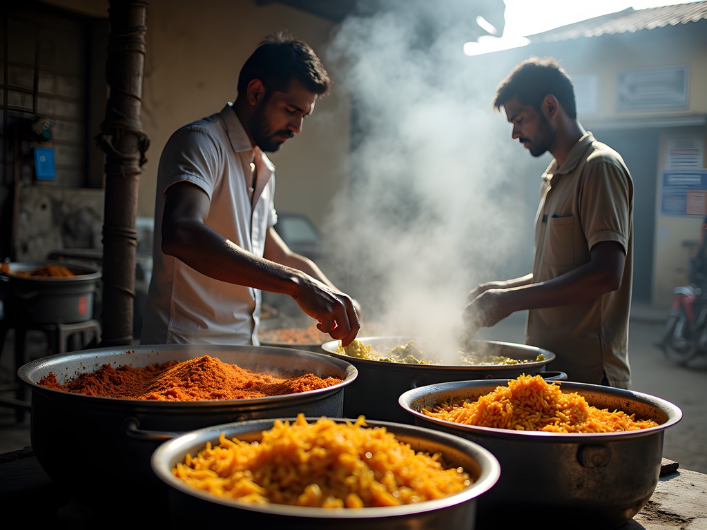 Local street food vendor preparing traditional Bengali dishes in Khulna
