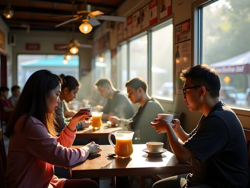 Authentic street scene in Kuala Lumpur with budget traveler enjoying local experience