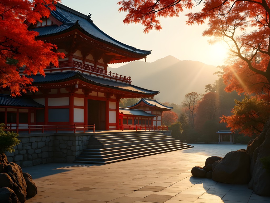 Early morning light at Kiyomizu-dera Temple with autumn foliage and no crowds