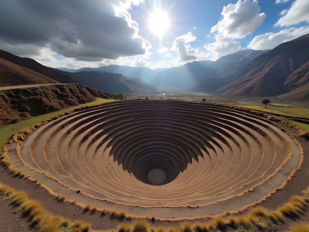 Ancient circular agricultural terraces at Moray in Sacred Valley