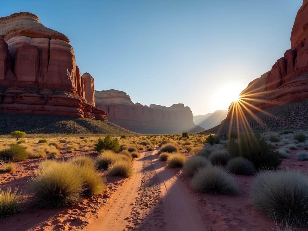 Sunrise at Red Rock Canyon near Las Vegas with dramatic rock formations