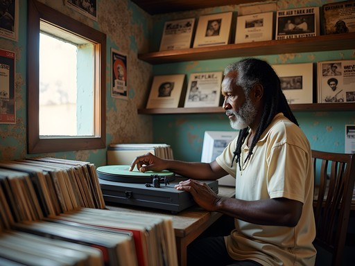 Small record shop in Les Cayes with vinyl collection