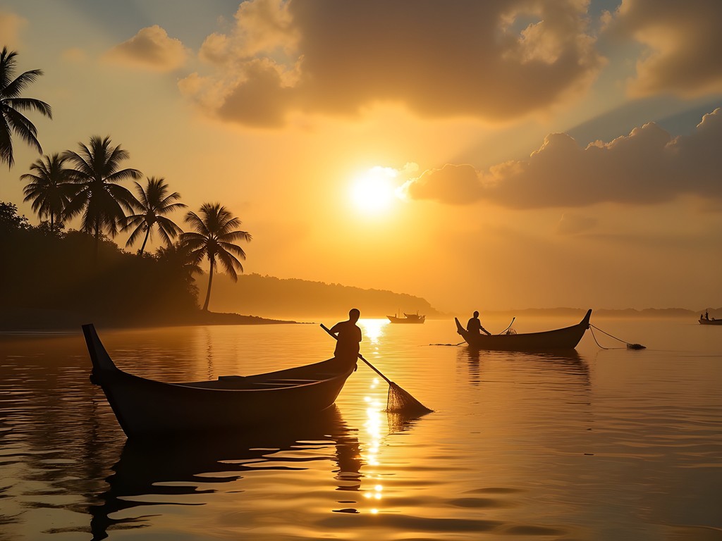 Early morning run along Les Cayes coastline with fishing boats
