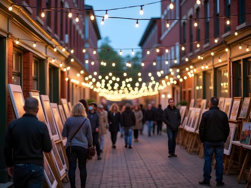 Evening Art Walk in downtown Lewiston with local artists displaying work