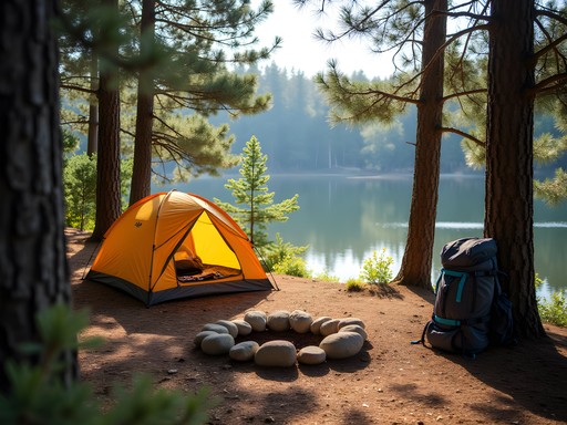 Tent campsite at Range Pond State Park near Lewiston, Maine