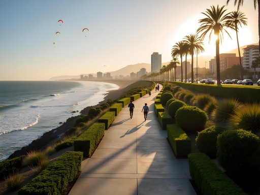 Scenic coastal path along Lima's Miraflores malecón with Pacific Ocean views