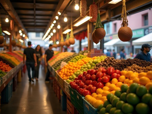 Colorful food stalls at Mercado de Surquillo in Lima