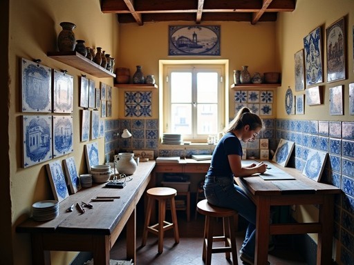 Traditional tile artisan workshop in Lisbon's Mouraria district