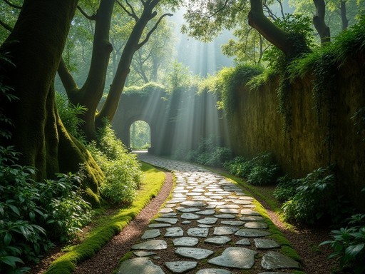 Mystical forest path in Quinta da Regaleira, Sintra