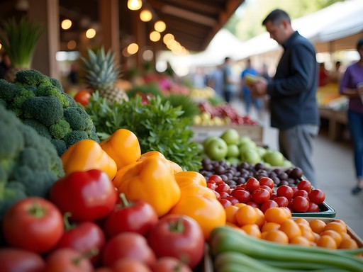 Colorful spring produce displays at Little Rock Farmers' Market