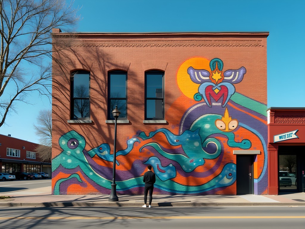 Colorful mural in Little Rock's East Village district