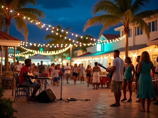 Evening live music performance at Count Basie Square in Port Lucaya Marketplace