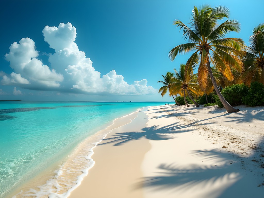 Secluded spot at Taino Beach in Lucaya with turquoise waters and few tourists