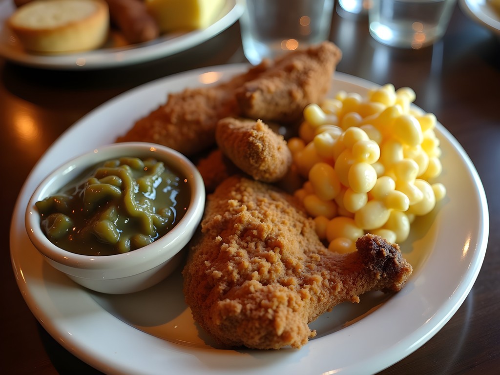 Traditional Southern soul food plate from H&H Soul Food in Macon