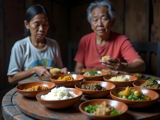 Traditional family dinner at East Timorese homestay in Maliana