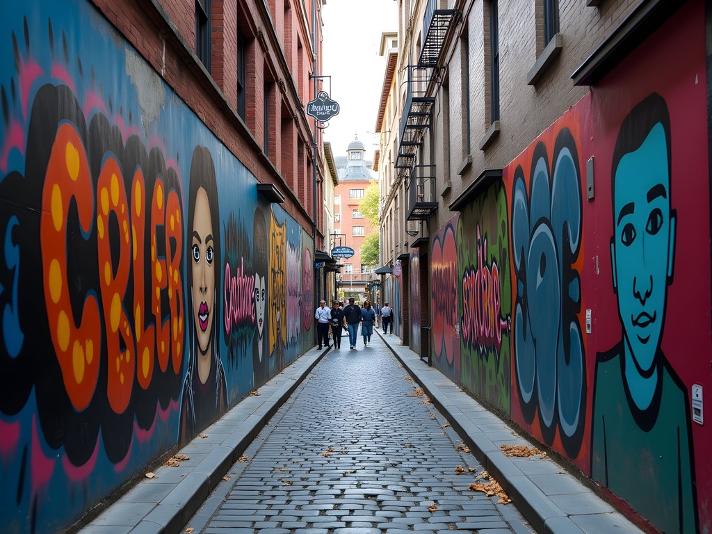 Colorful street art murals in Melbourne's famous Hosier Lane