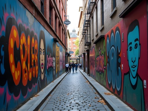 Colorful street art murals in Melbourne's famous Hosier Lane
