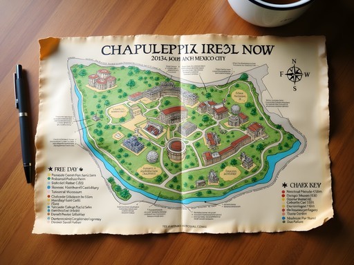 Map showing the cluster of free museums in Chapultepec Park, Mexico City