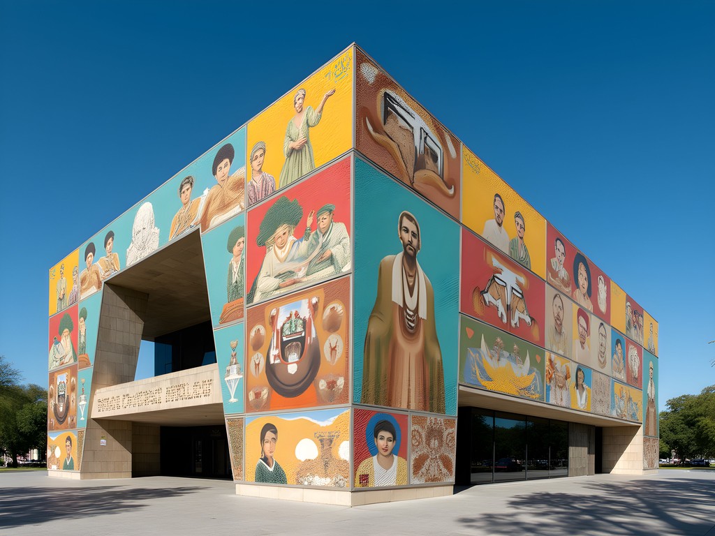 The spectacular mosaic-covered UNAM Central Library building in Mexico City