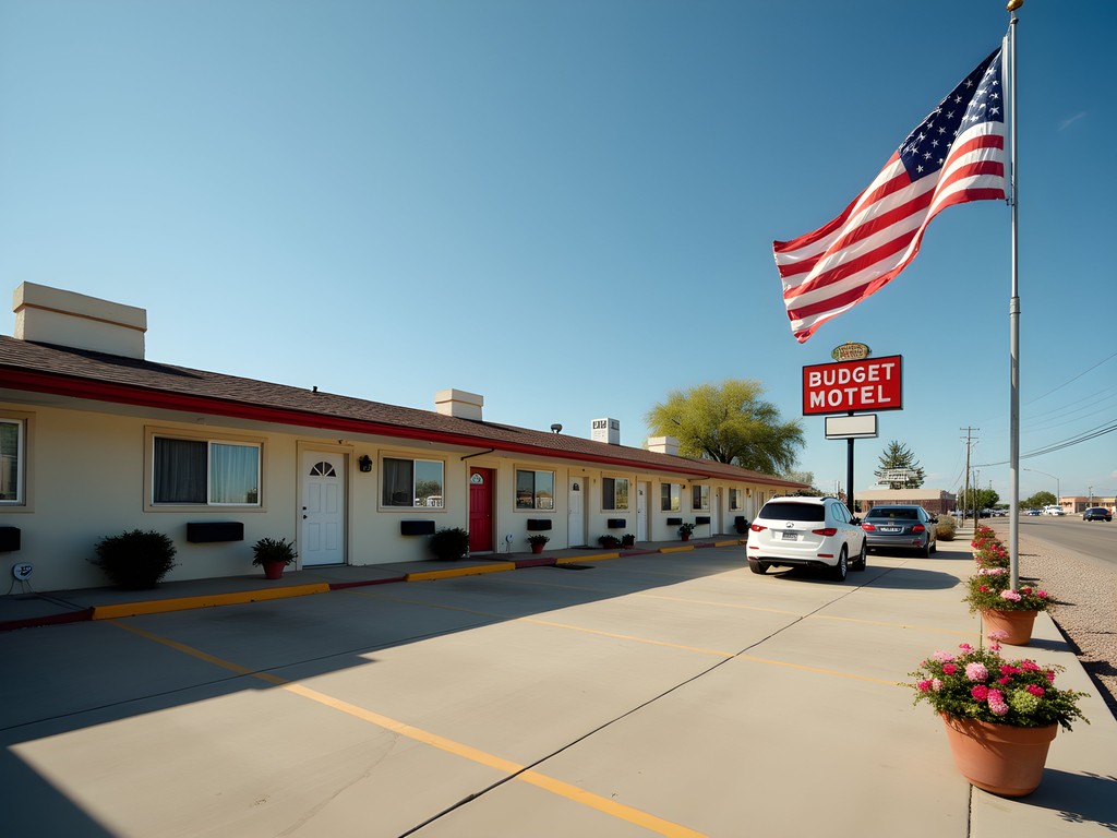 Clean budget motel exterior in Midwest City Oklahoma
