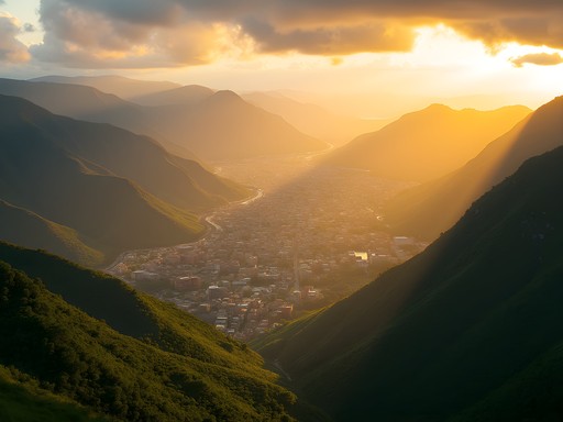 Sunset view of Mutare valley with mountains in background