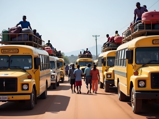 Local transportation options from Mwanza to Serengeti with colorful dalla-dalla minibuses