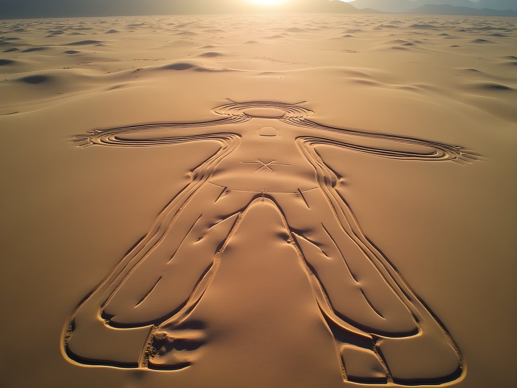 Nazca Lines Astronaut figure photographed in afternoon light showing optimal shadow definition