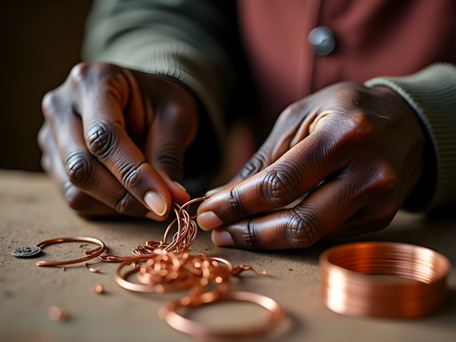 Traditional copper wire crafting demonstration at Copperbelt Museum in Ndola