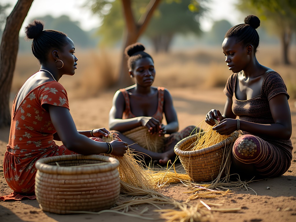 Traditional basket weaving demonstration in Kaniki Village near Ndola