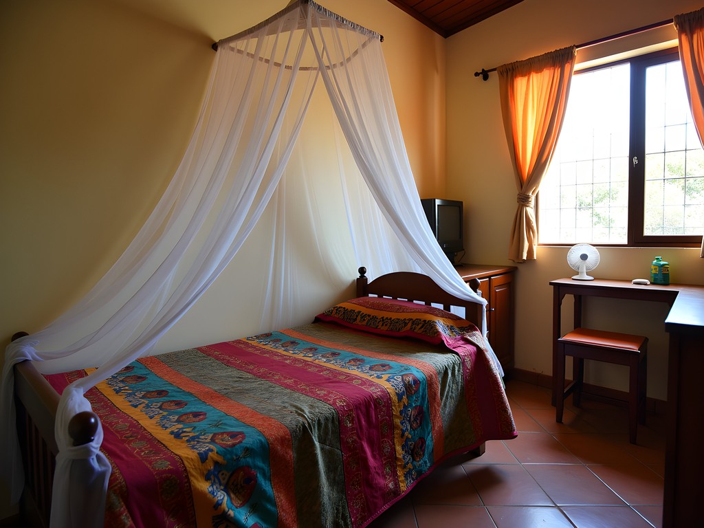 Simple but clean budget guesthouse accommodation in Ndola with local textiles