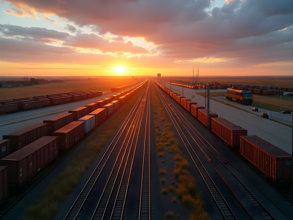 Sunset view of Union Pacific's Bailey Yard from Golden Spike Tower in North Platte