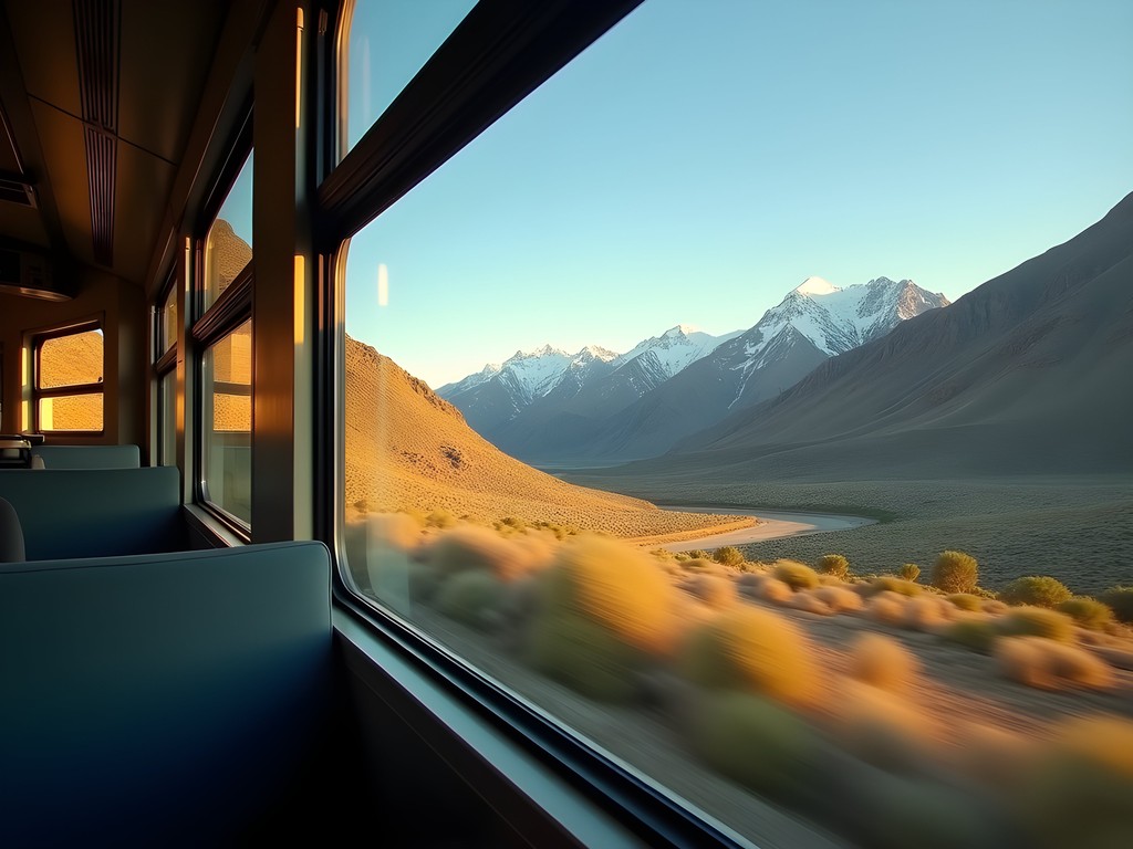Scenic view of the Sierra Nevada mountains from the California Zephyr train window
