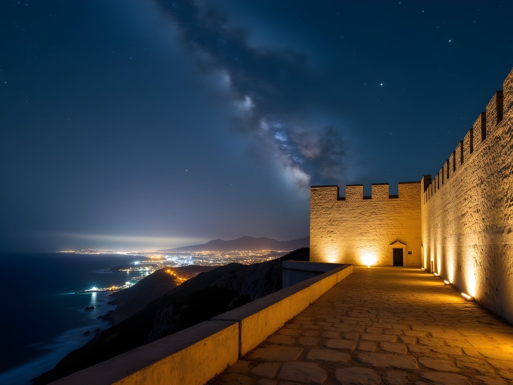 Nighttime stargazing session at Fort Santa Cruz overlooking Oran