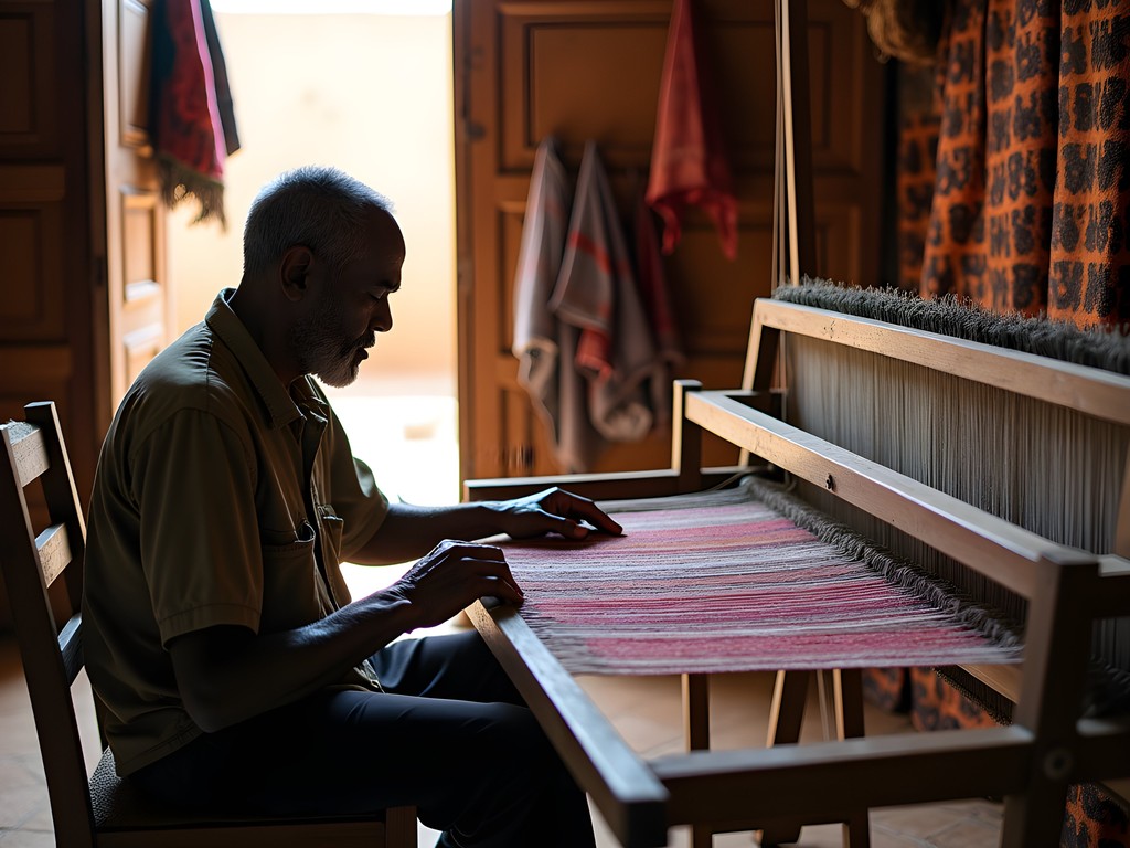 Traditional weaver working at Centre Artisanal in Ouagadougou
