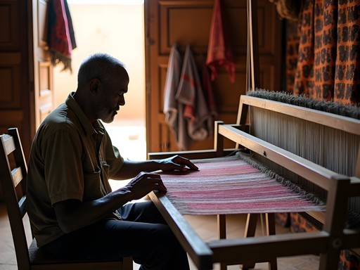 Traditional weaver working at Centre Artisanal in Ouagadougou