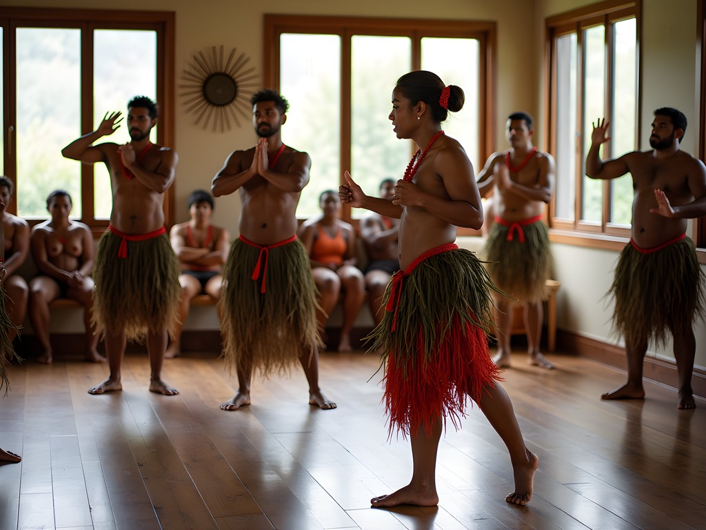 Traditional Tahitian dance rehearsal at Maison de la Culture in Papeete